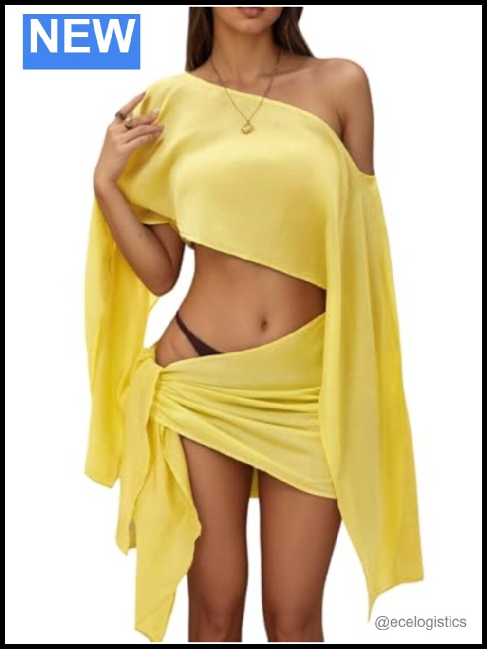 2 Piece Skirt Set Cropped Top Wrap Mini Skirt Vacation Beach Coverup